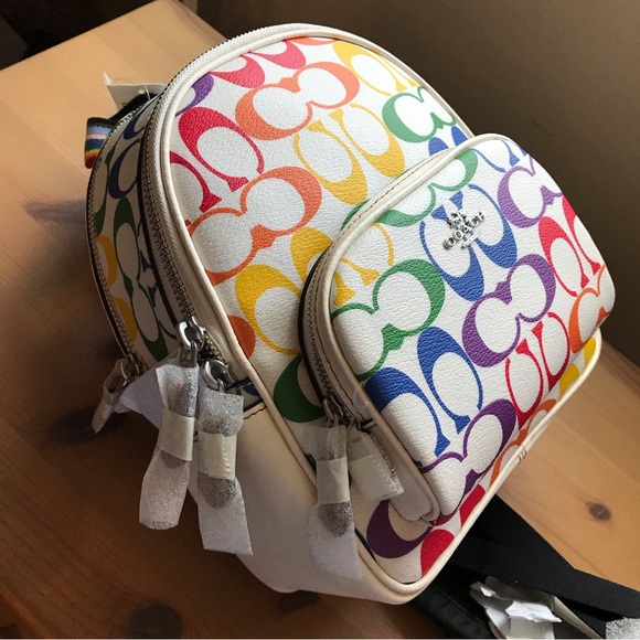 🌈 Coach Mini Court Backpack In Rainbow Signature Canvas - Picture 7 of 12